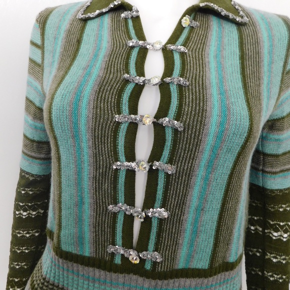 Illsi green blue Embellished crochet sweater - Picture 4 of 8